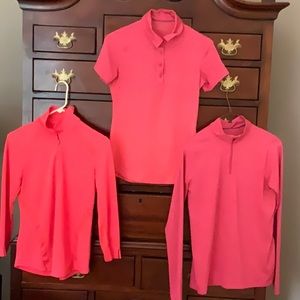Golf Tops Trio Coral EP Protec Half Zip S/P, Heatgear XS shirt & Half Zip Tops,